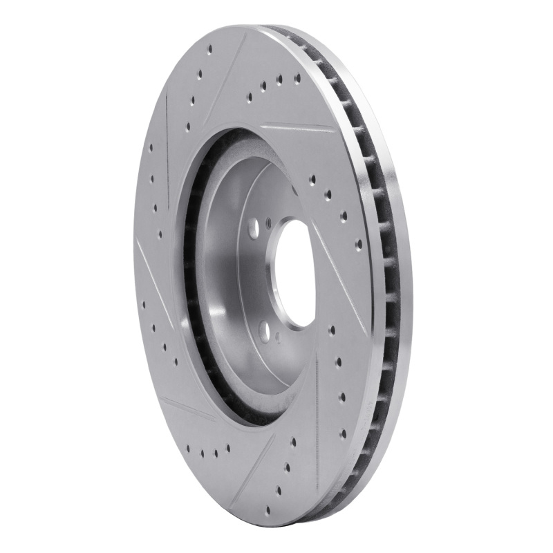 Acura TL Brake Rotor (1) - Front Right - R1 Concepts - Drilled & Slotted - Silver - `09-`14